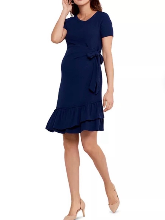 A Pea in the Pod Dresses & Skirts - NWT! A Pea in the Pod Maternity Ruffle Navy Blue Dress Size Small